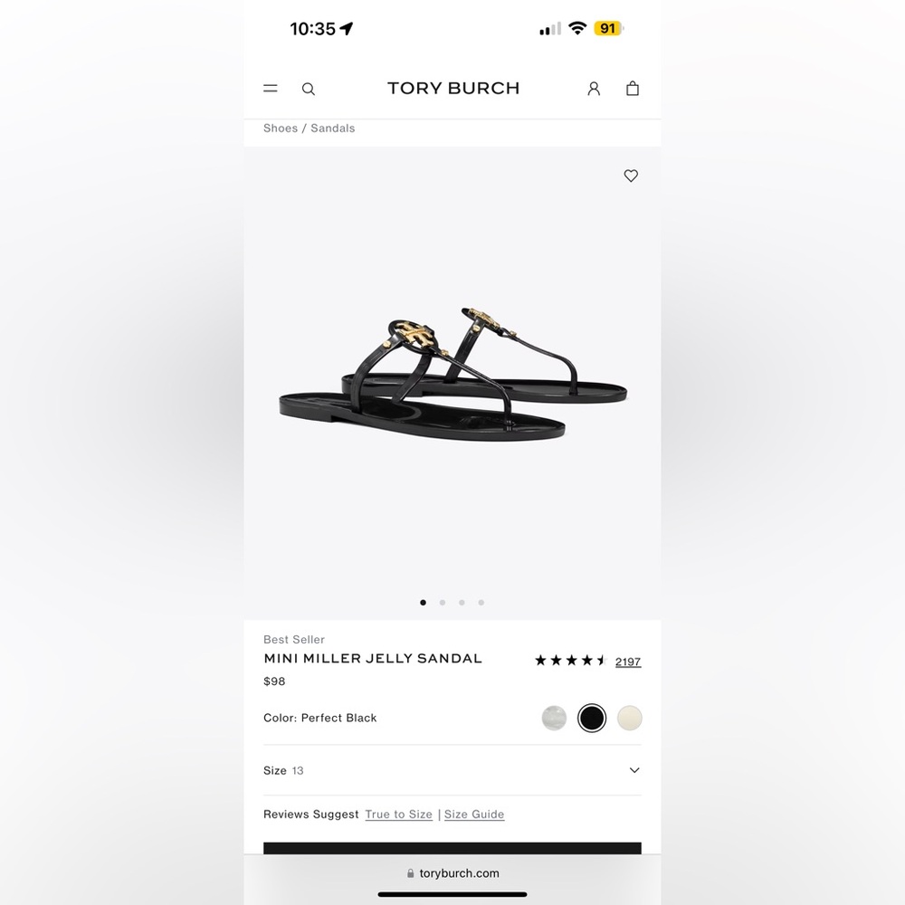 Tory Burch Black Mini Miller Jelly Sandals size 7
